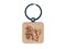 Hummingbird Hovering Over Flowers Engraved Wood Square Keychain Tag Charm